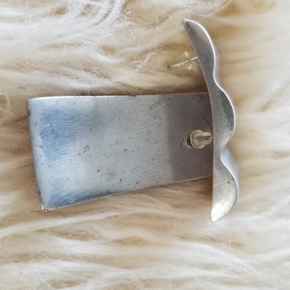 Stunning Art Deco Style Bold Silver Tone Earrings - Picture 5 of 9